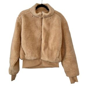 Alo Yoga Foxy Sherpa Beige Polyester Hooded Jacket Size Medium